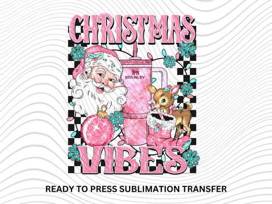 Christmas Retro Pink Santa - NEW DROP- Ready to Press Sublimation Print Transfer