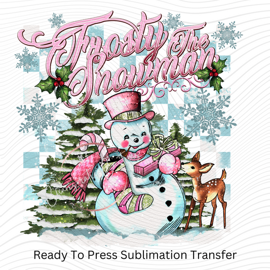 Frosty the Snowman with back   Ready to Press Sublimation Print Transfer