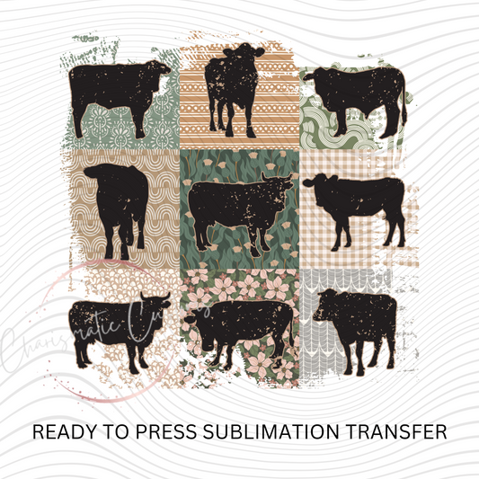 Retro Cow- Ready to Press Sublimation Transfer