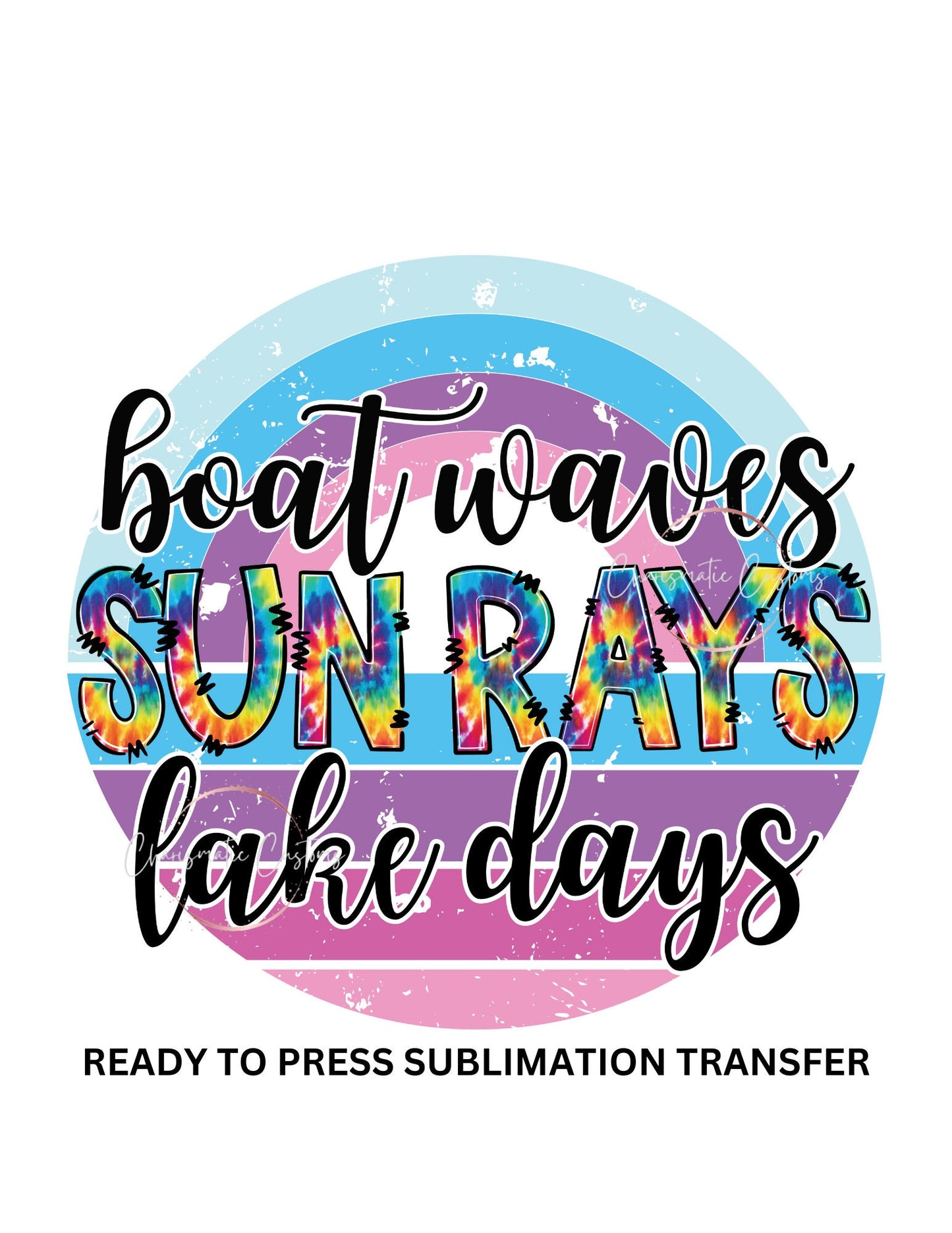 Boat Waves colorful tie dye circle Ready to Press Sublimation Print Transfer