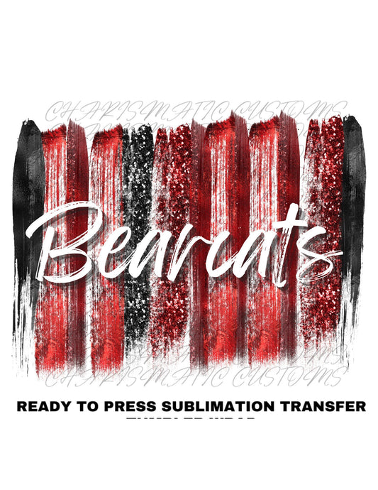 UC Cincinnati Bearcats Glitter Brushstroke Ready to Press Sublimation Print Transfer