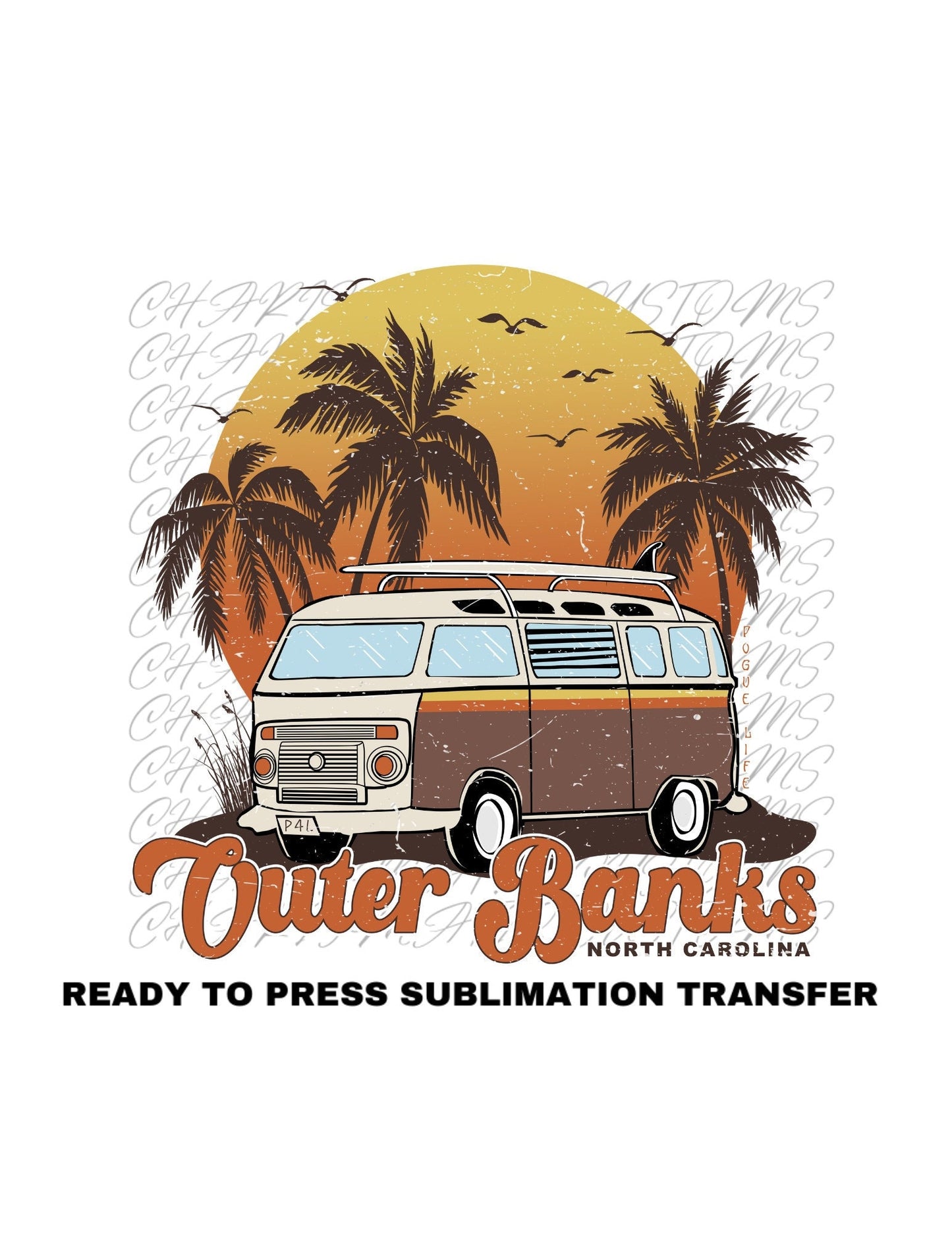 Outer Banks distressed Ready to Press Sublimation Transfer Print