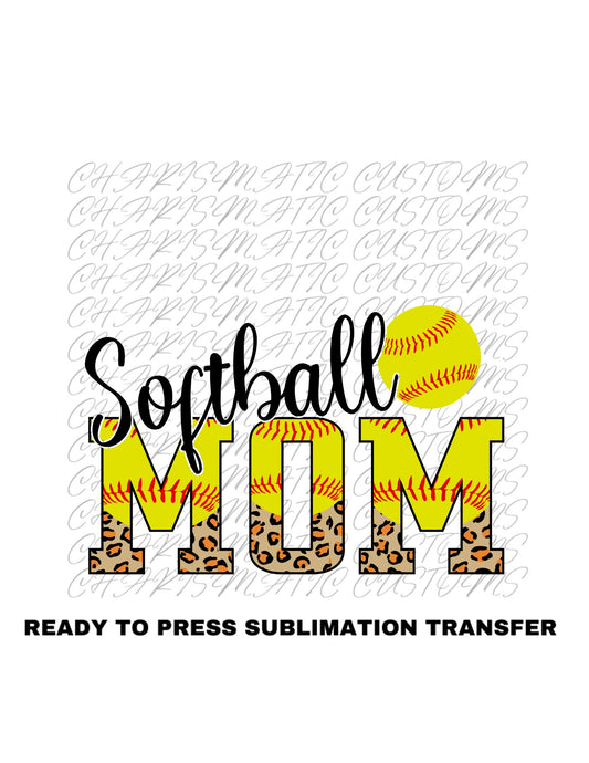 Softball Mom Ready to Press Sublimation Print Transfer