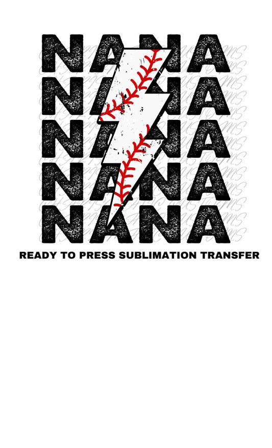 Baseball Nana Ready to Press Sublimation Transfer