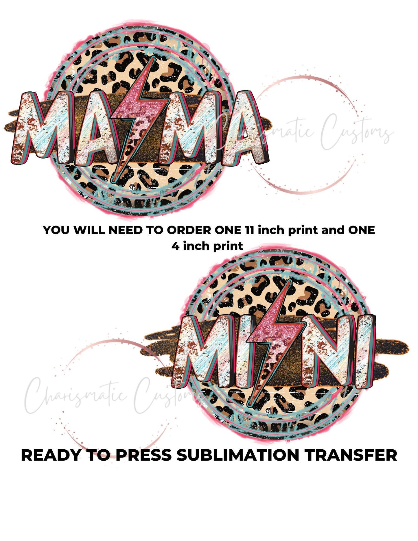 Mama and Mini Lightning Bolt ( READ Description) Ready to Press Sublimation Transfer Print