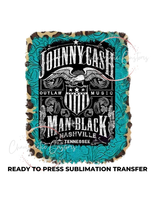 Cash Outlaw Music Ready to Press Sublimation Print Transfer