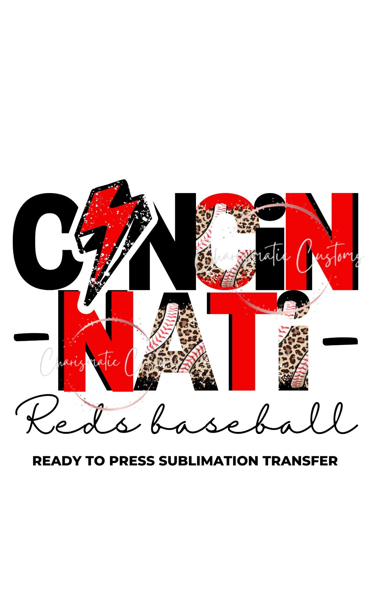 Cincinnati Reds Bolt Ready to Press Sublimation Transfer