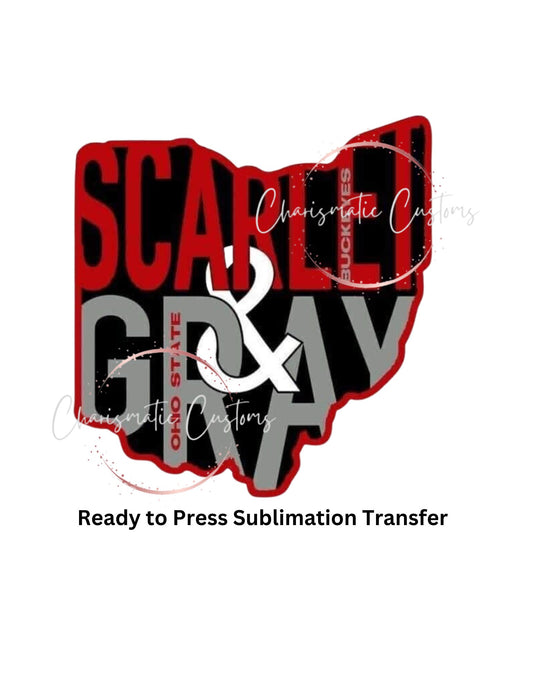 Scarlett and Gray Ready to Press Sublimation Print Transfer