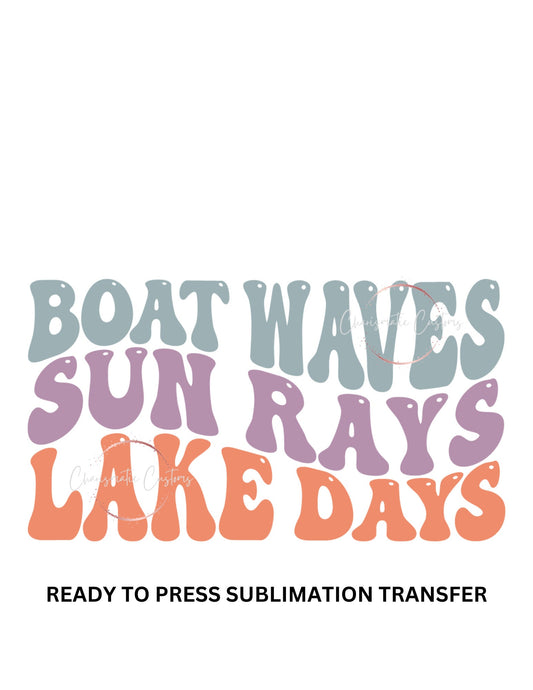 Boat Waves - Purple retro wave Ready to Press Sublimation Print Transfer