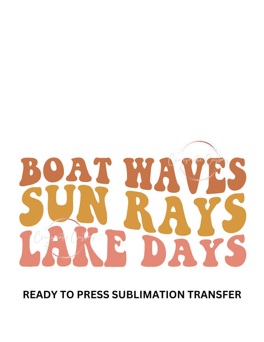 Boat Waves - Orange retro wave Ready to Press Sublimation Print Transfer