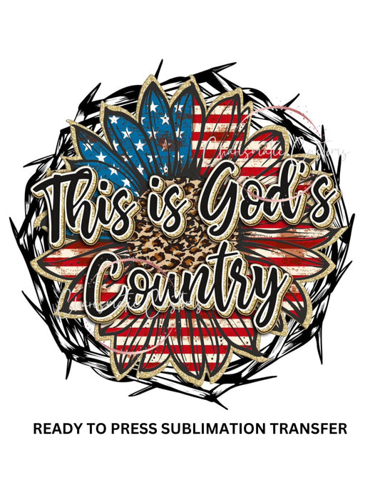 Gods Country Ready to Press Sublimation Print Transfer