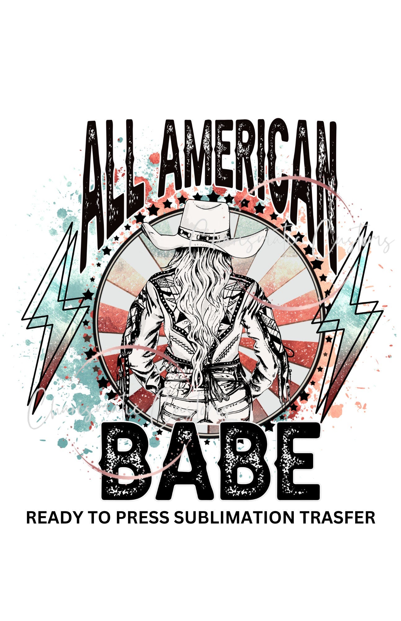 American Babe lightening bolt - NEW DROP- Ready to Press Sublimation Print Transfer