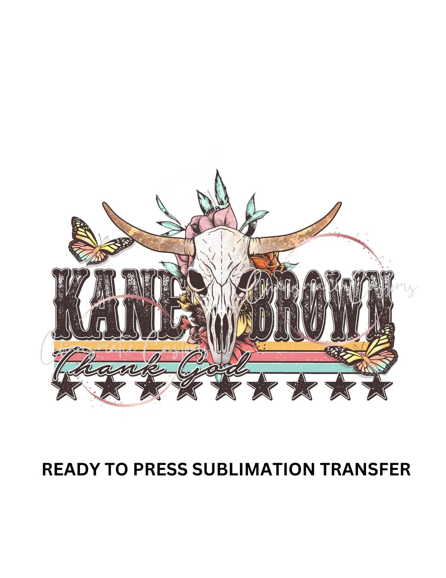 Western Boho longhorn colored Kane 2 - NEW DROP- Ready to Press Sublimation Print Transfer