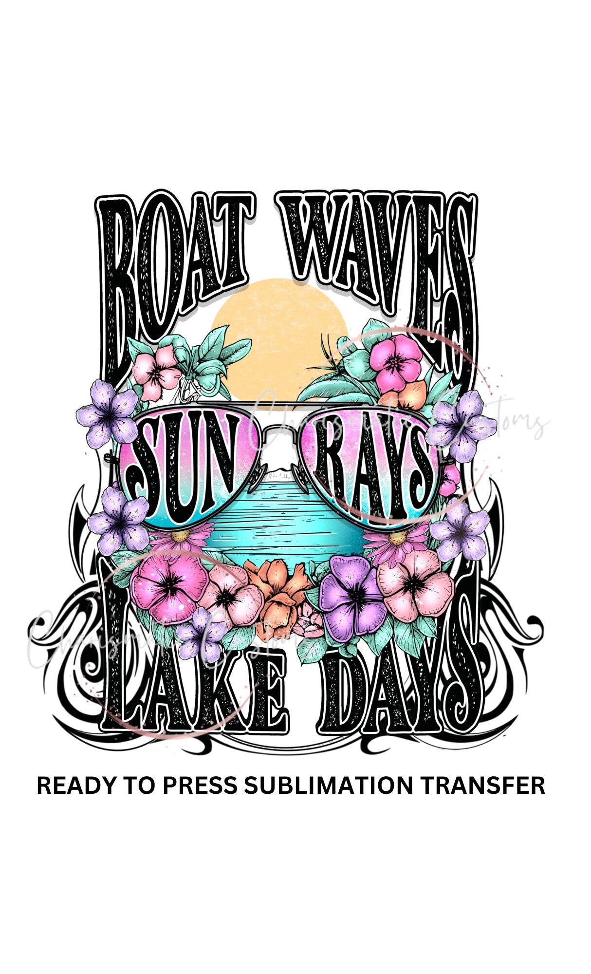 Boat Waves Lake Days Retro NEW DROP - Ready to Press Sublimation Print Transfer