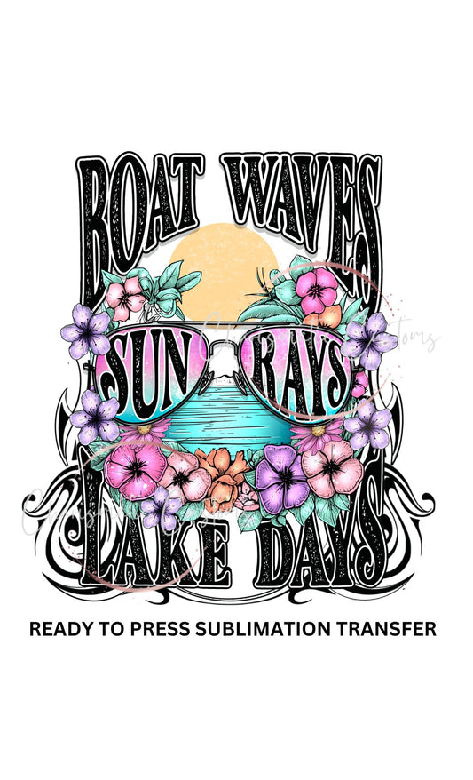 Boat Waves Lake Days Retro NEW DROP - Ready to Press Sublimation Print Transfer