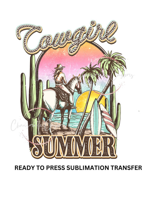 Cowgirl Summer, Beach, Surf, Lake - NEW DROP- Ready to Press Sublimation Print Transfer