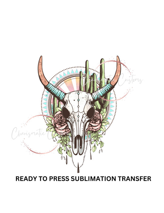 Western, boho, Longhorn, - NEW DROP- Ready to Press Sublimation Print Transfer