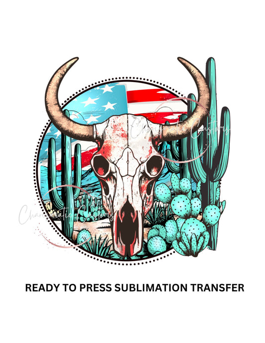 America, 4th of July, Western, Boho, Longhorn, Home of the free - NEW DROP- Ready to Press Sublimation Print Transfer