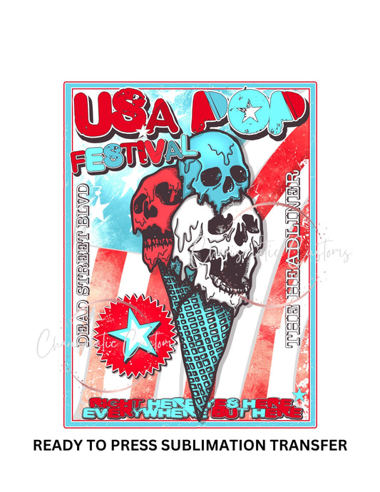 Horror Movies, USA Pop Festival, Headliner, scare, Halloween - NEW DROP- Ready to Press Sublimation Print Transfer