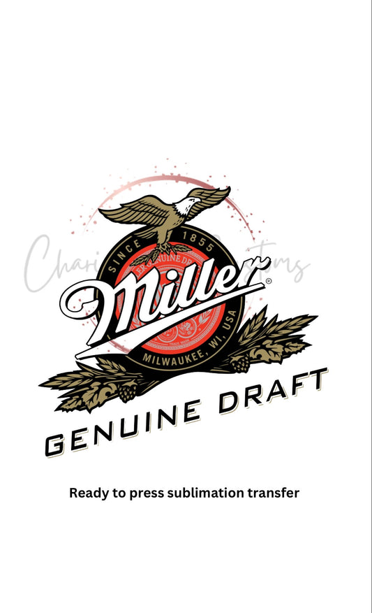 Miller retro, beer Ready to Press Sublimation Print Transfer