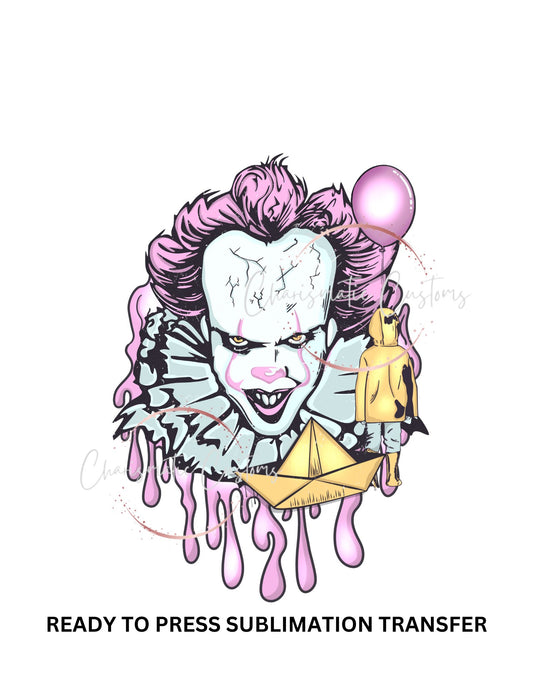 Horror Movies, IT, scare, Clown, Halloween Simple single face - NEW DROP- Ready to Press Sublimation Print Transfer
