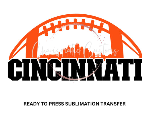 Cincinnati skyline football Ready to Press Sublimation Print Transfer