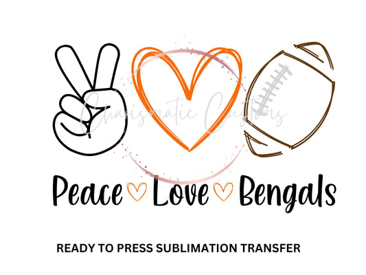 Peach Love Bengals Football Ready to Press Sublimation Print Transfer