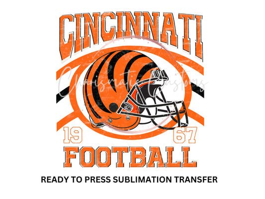 Vintage Cincinnati, Football, Helmet, Bengals - NEW DROP- Ready to Press Sublimation Print Transfer