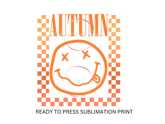 Autumn, orange, face. retro blocked - NEW DROP- Ready to Press Sublimation Print Transfer