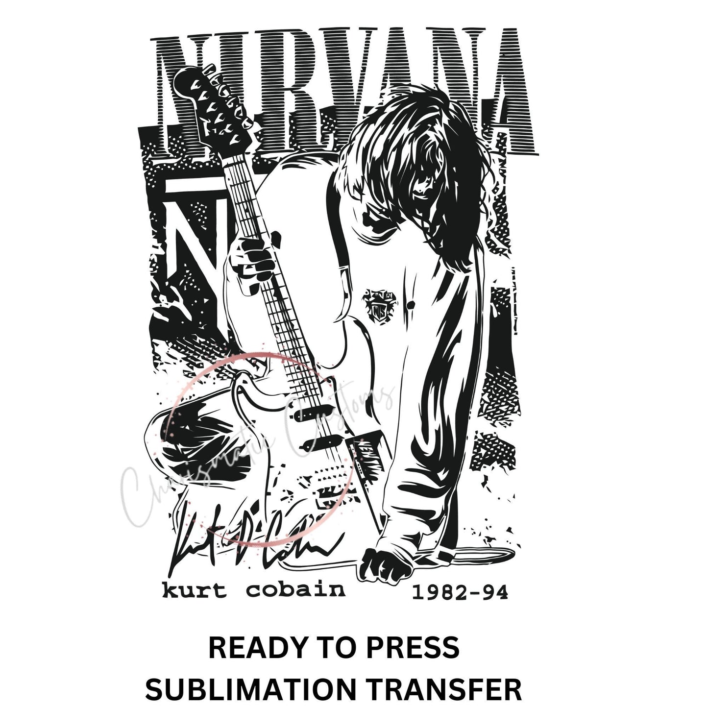 Nirvana, guitar, kobain - NEW DROP- Ready to Press Sublimation Print Transfer