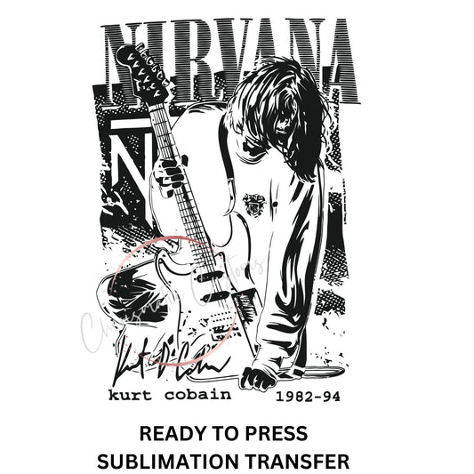 Nirvana, guitar, kobain - NEW DROP- Ready to Press Sublimation Print Transfer