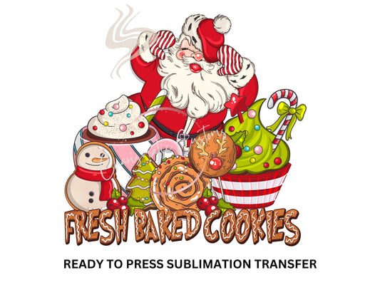 Santa, Christmas, Cookies - NEW DROP- Ready to Press Sublimation Print Transfer