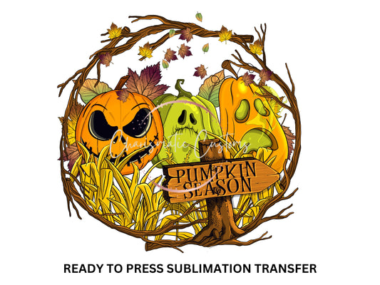 Fall, Halloween, Pumpkins,Orange, Retro, - NEW DROP- Ready to Press Sublimation Print Transfer