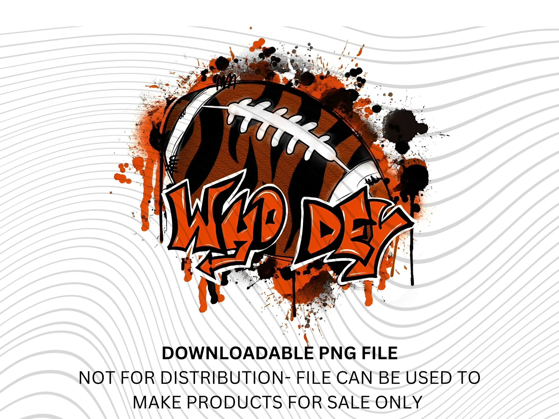 Who Dey Football Splatter Orange and black Cincinnati PNG downloadable file