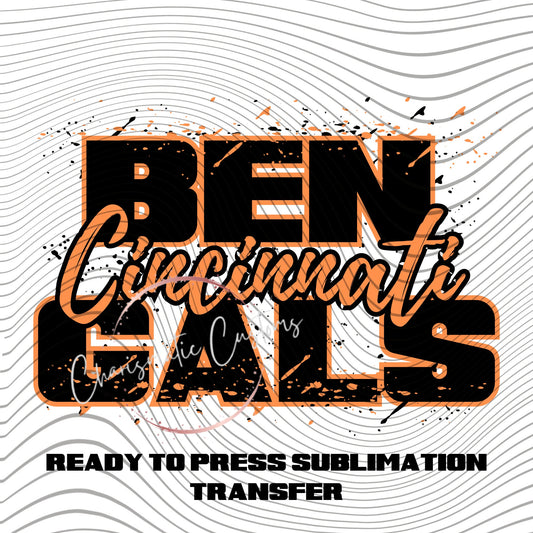 Tiger stripe, Orange and Black, Football, Cincinnati, Bengal's - NEW DROP- Ready to Press Sublimation Print Transfer