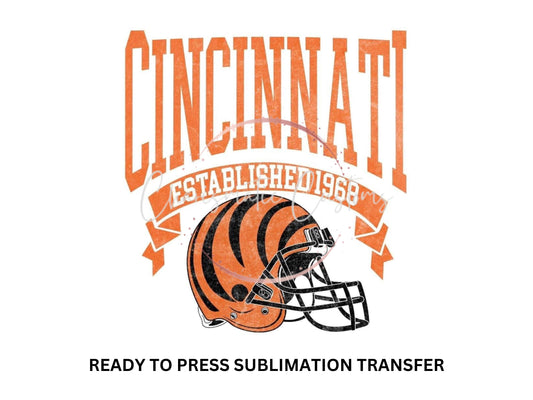Cincy Bengals Retro Vintage, Football, Cincinnati, Bengal's - NEW DROP- Ready to Press Sublimation Print Transfer
