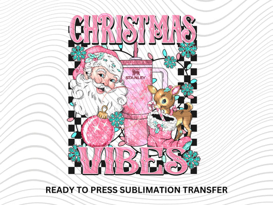 Santa, Christmas Vibes , Christmas RETRO , - NEW DROP- Ready to Press Sublimation Print Transfer