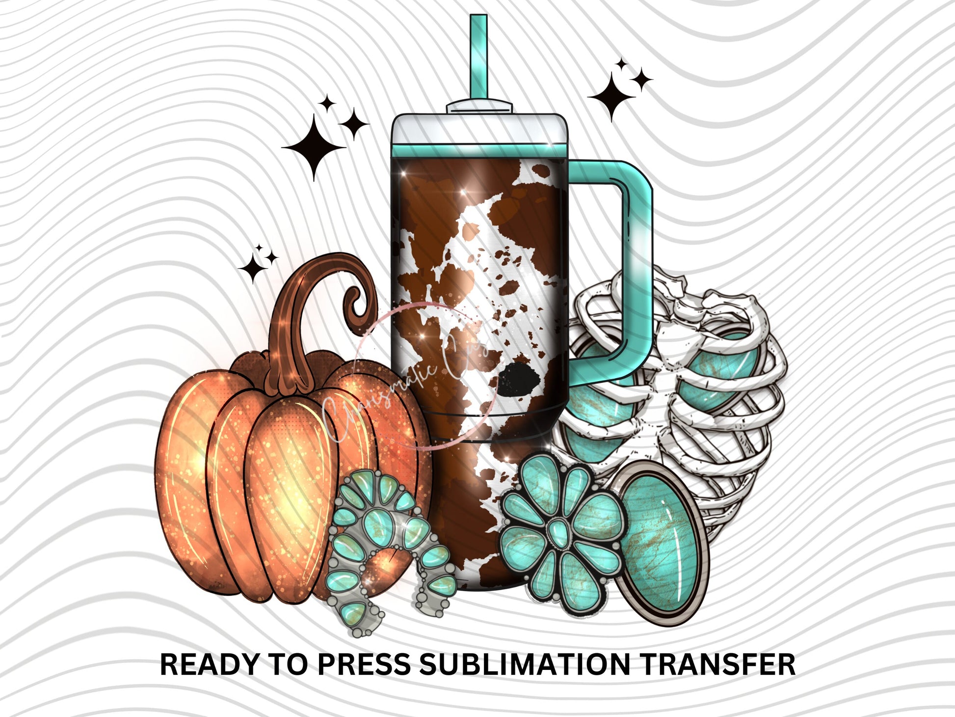 Fall Vibes, Pumpkins, Skelly, Teal - NEW DROP- Ready to Press Sublimation Print Transfer