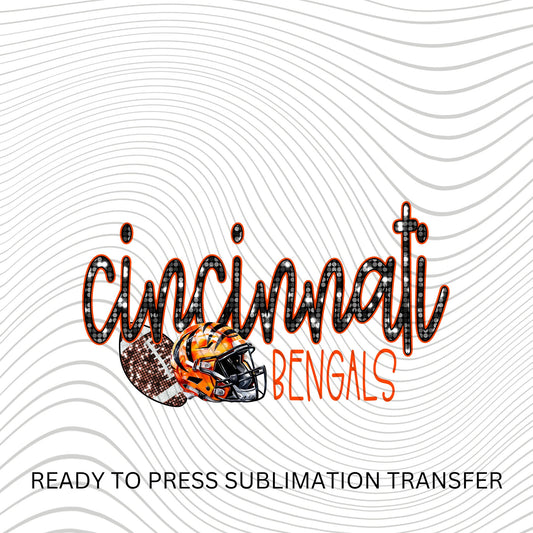 Cincy Bengals Retro Vintage, Faux glitter , Football, Cincinnati, Bengal's - NEW DROP- Ready to Press Sublimation Print Transfer